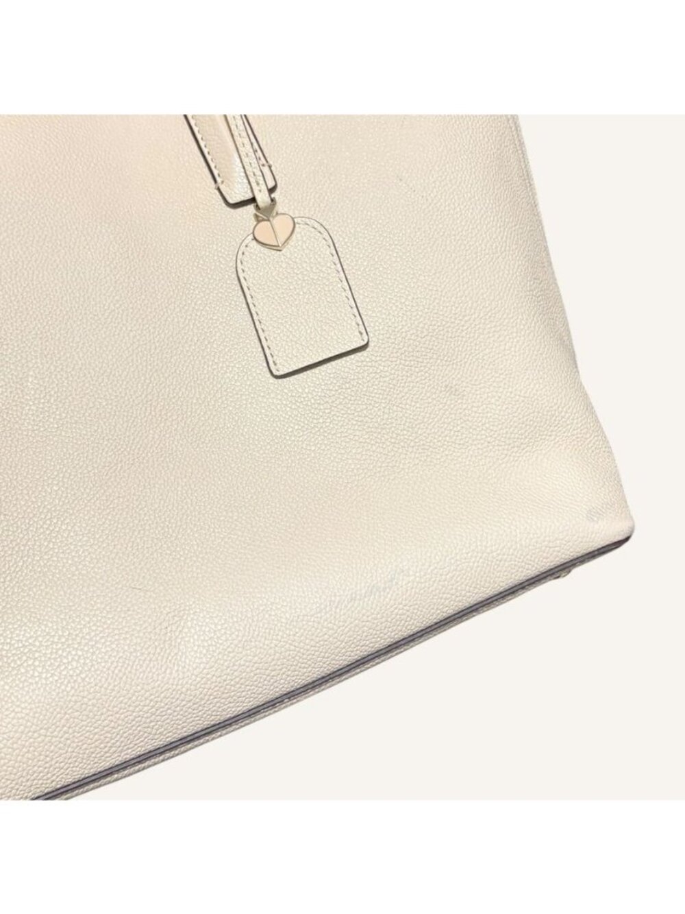 Kate Spade Large Margaux Leather Tote Cream Vanilla Classic Travel Work - Picture 7 of 13